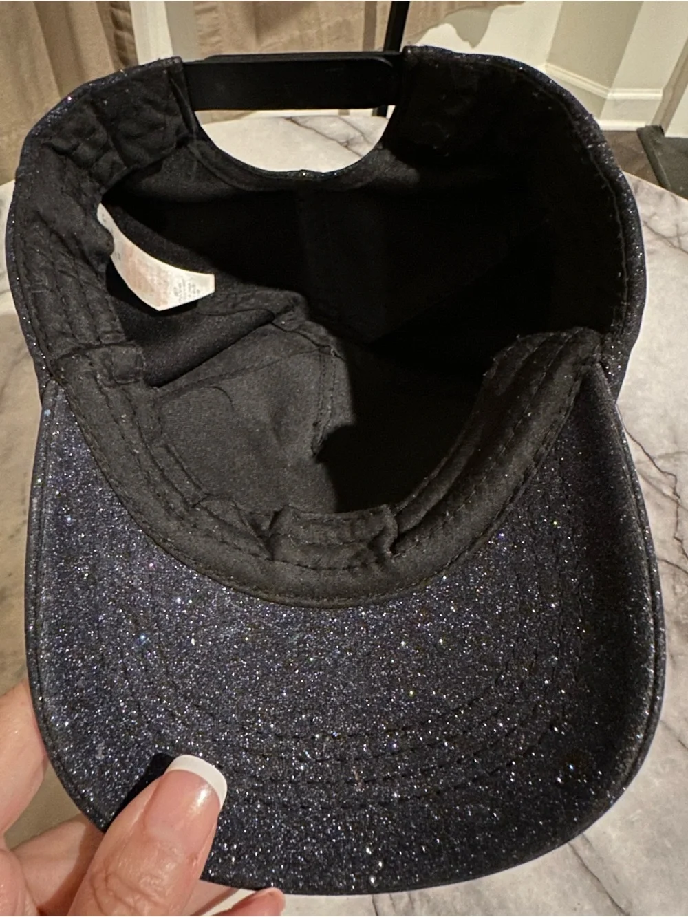 Primark Black Glitter Kids Cap with Bright Pink Pom
